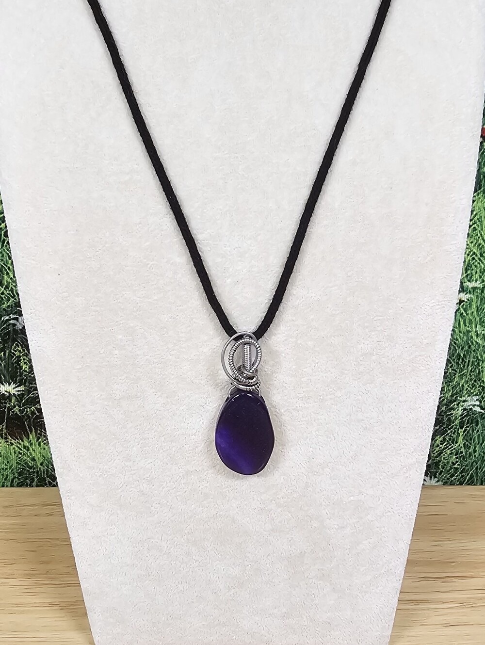 Purple Agate Wire Wrap Necklace